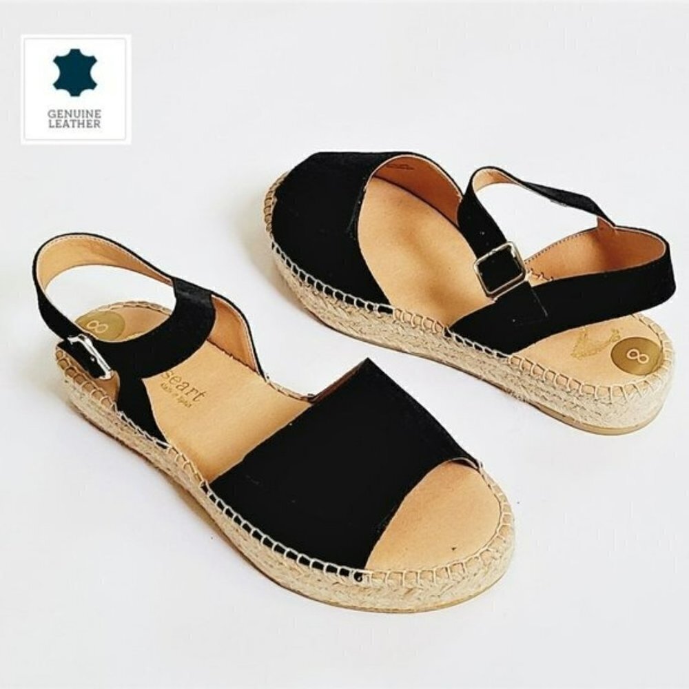 NWT PASEART Spain Leather Suede Flat Espadrille Sandals - Picture 2 of 11